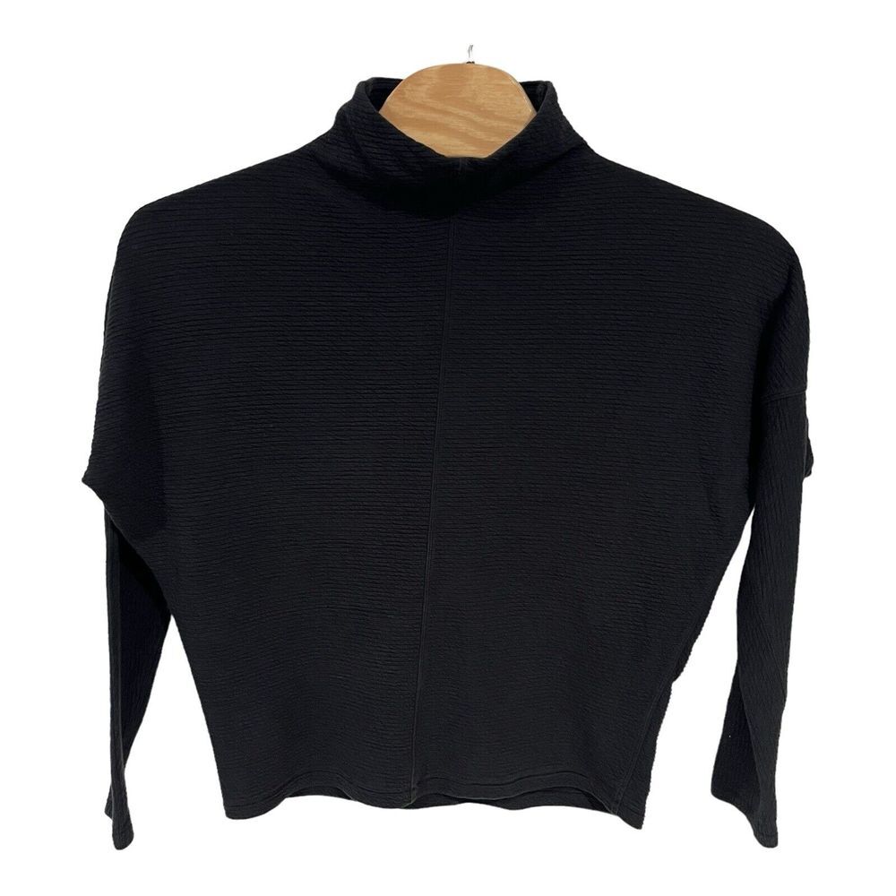 Lululemon Sweater Women's Sz M Black Along The‎ Way Mock Neck Long Sleeve